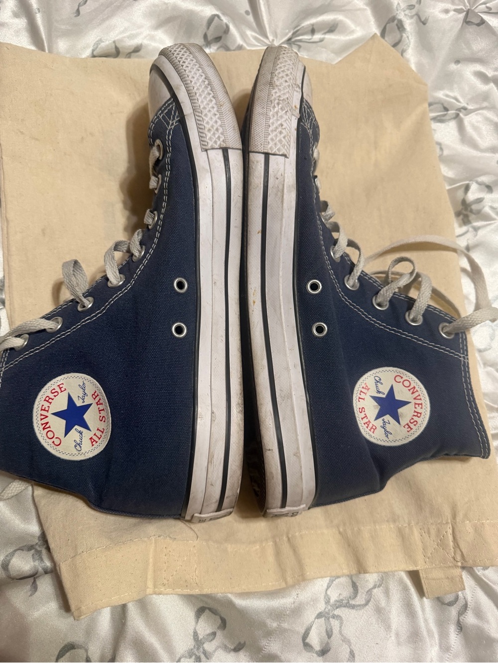 Converse Navy Blue High-Top Canvas Sneakers (Men’s 10, Women’s 12) used - Picture 4 of 6